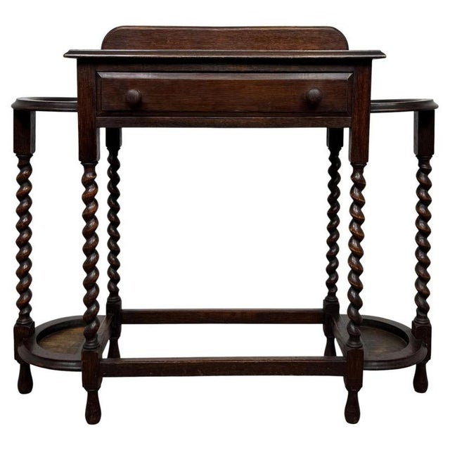 Antique Edwardian Oak Hall Stand, England For Sale - Image 12 of 12
