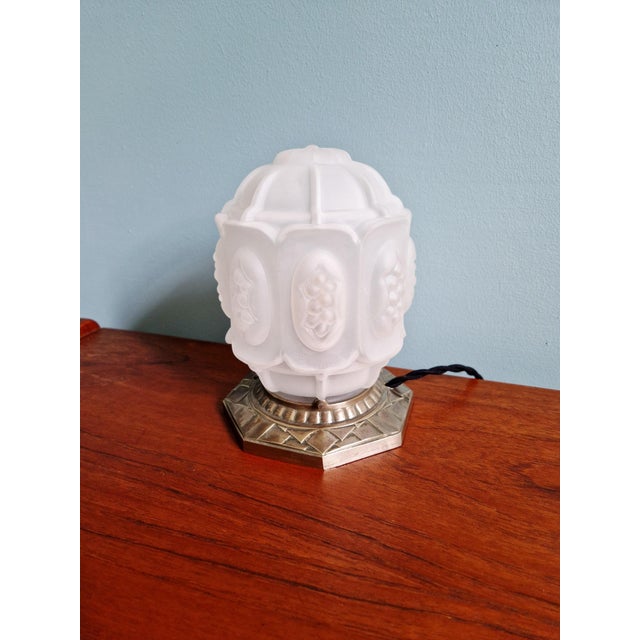 Art Deco Night Light in Nickel-Plated Bronze and Frosted Glass, 1920s For Sale - Image 12 of 18