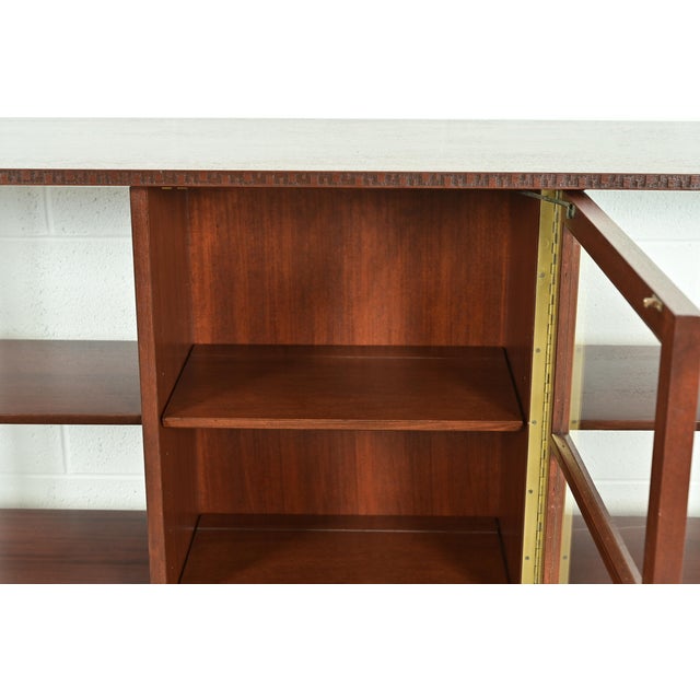 Wood Frank Lloyd Wright Taliesin Mahogany Bookcase or Room Divider, Newly Refinished For Sale - Image 7 of 14