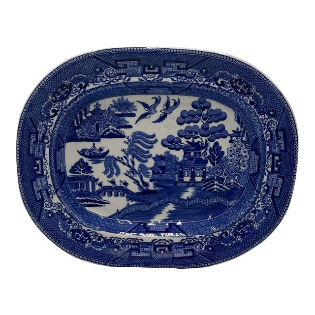 Early 20th Century Wedgwood & Co. Blue Willow Transferware Platter For Sale