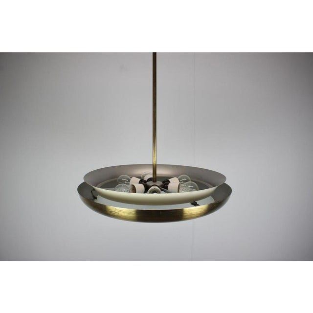 Metal Art Deco UFO Pendant Light by Josef Hůrka for Napako, 1930s For Sale - Image 7 of 18