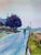Contemporary 1970’s Original Watercolor Landscape Biking at the Beach Double Sided Painting For Sale - Image 3 of 3