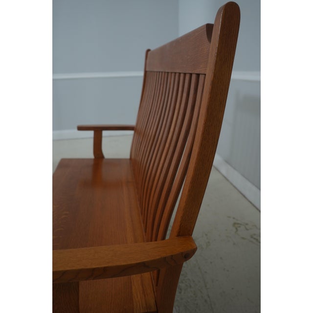 Arts and Crafts Style Solid Oak Slat Back Bench For Sale In Philadelphia - Image 6 of 18