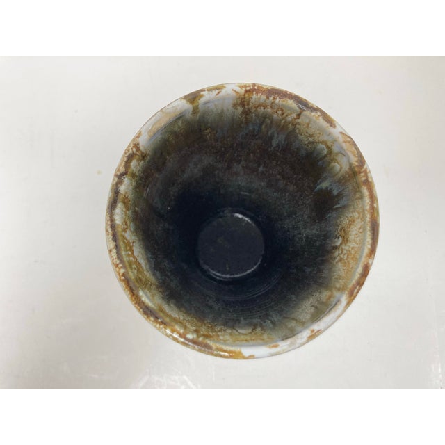 Mid Century Beaker Form Glazed Ceramic Vase For Sale - Image 4 of 7