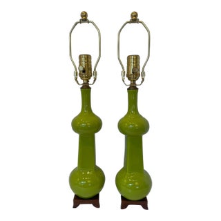 Pair of Chartreuse Christopher Spitzmiller Lamps For Sale