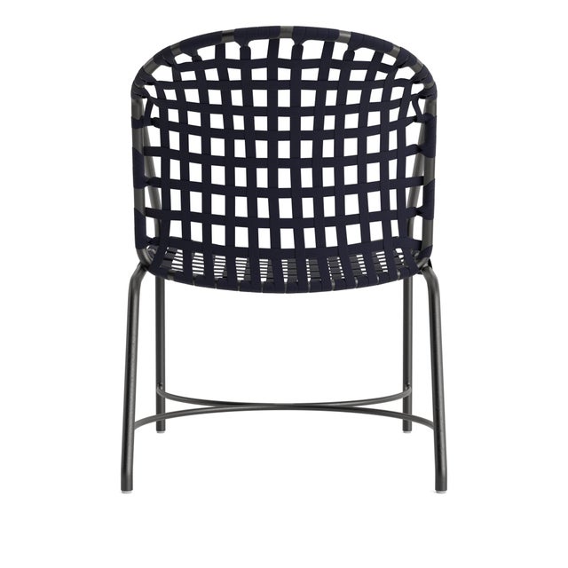 Brown Jordan Brown Jordan Kantan Aluminum Suncloth Arm Chair, Textured Pewter frame with Marine fabric For Sale - Image 4 of 11