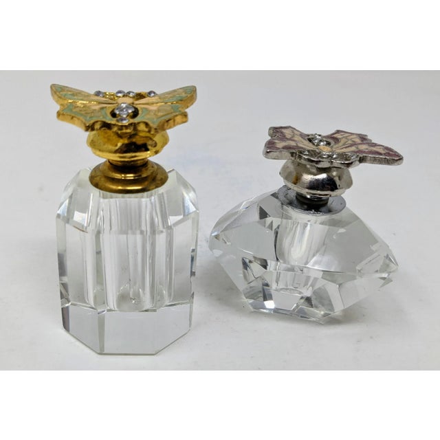 Regency Vintage Crystal Perfume Bottles With Glass Applicators - Set of Two For Sale In Providence - Image 6 of 8