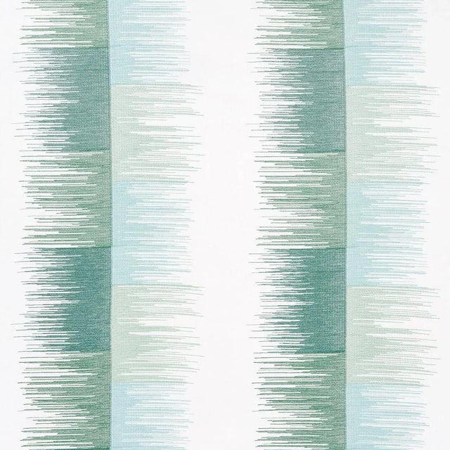 Schumacher Sample - Schumacher Sunburst Stripe Embroidery Fabric, Mineral For Sale - Image 4 of 4