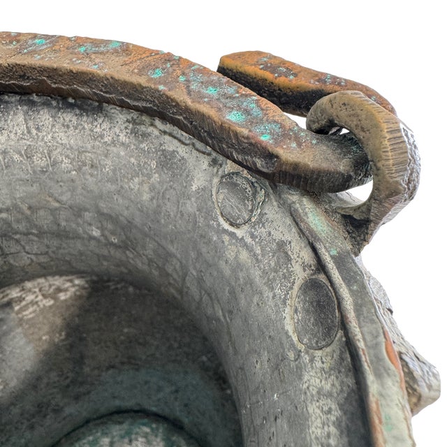 19th-Century South Indian Hand-Hammered Copper Water Vessel With Chased Rim For Sale - Image 10 of 16
