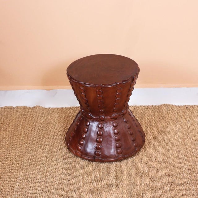 Elly Round Oak Wood Side Table For Sale - Image 6 of 9