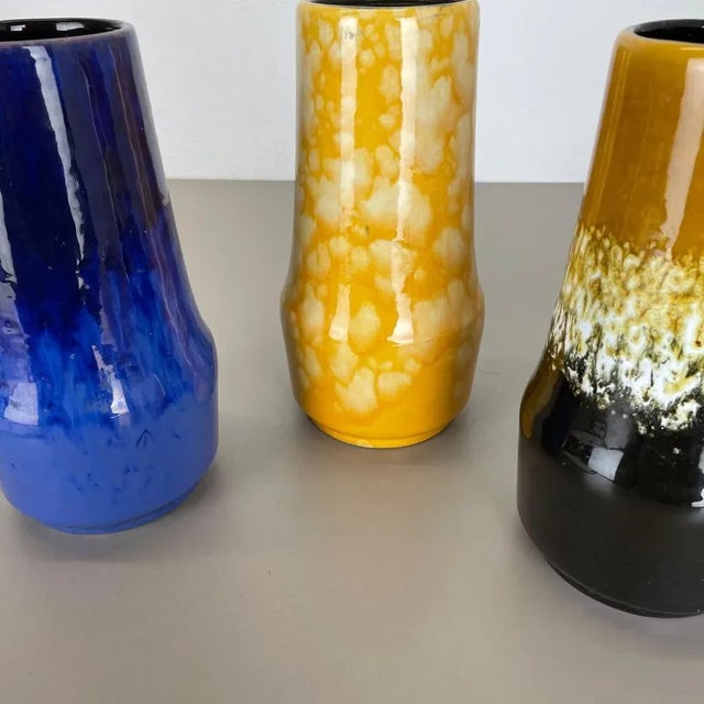 Pottery Fat Lava Supercolor Vases from Scheurich, Germany, 1970s, Set of 3 For Sale - Image 17 of 18