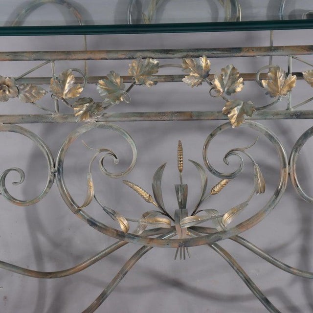 Labarge Vintage LaBarge Glass , Silver & Gilt Metal Floral & Foliage Pier Table & Mirror For Sale - Image 4 of 12