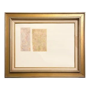 Minimalist Modernist Abstract Original Signed Framed Drawing in Gilt Frame