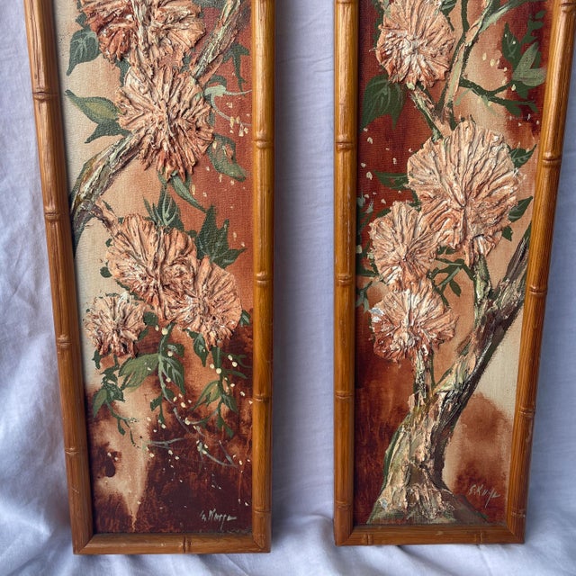 Mid-Century Modern Vintage Stephen Kaye Textured Floral Art Panels - a Pair For Sale - Image 3 of 7