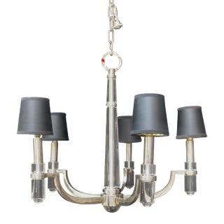 5 Arm Crystal, Chrome, and Steel Chandelier For Sale