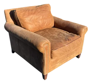 Restoration Hardware Leather Chair Modern Seating With Brass Nail Heads