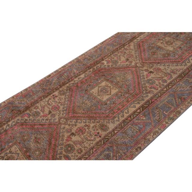 Vintage Malayer Persian Handmade Tan Medallion Wool Runner For Sale In New York - Image 6 of 12