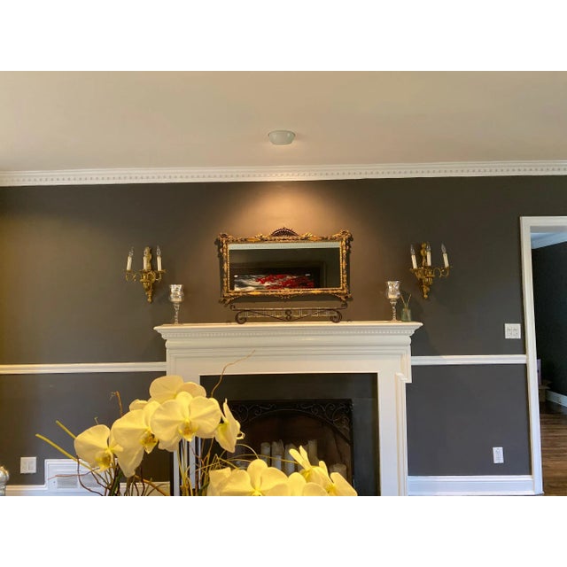 Pair of Antique Bronze Sconces, size 17" high, 12" wide, 6" depth In excellent condition for its age.