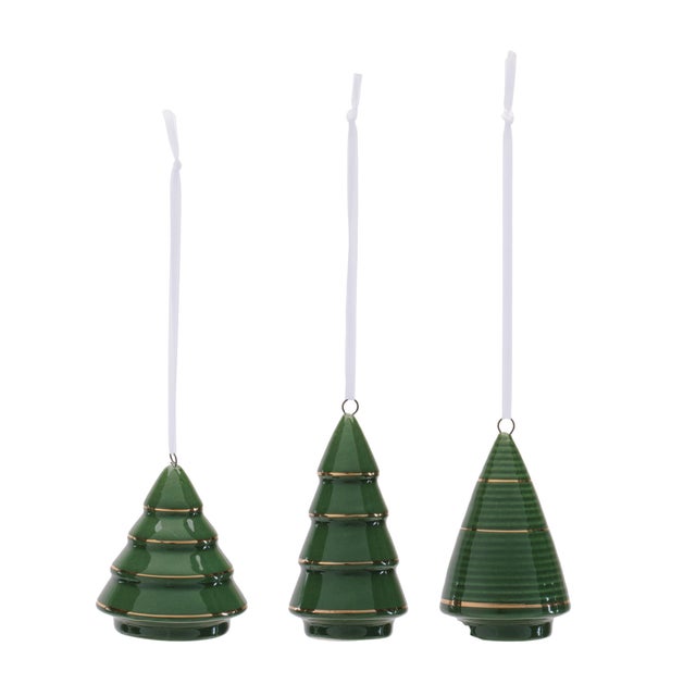 Kenneth Ludwig Chicago Ceramic Tree Ornament Set of 6 For Sale - Image 4 of 8