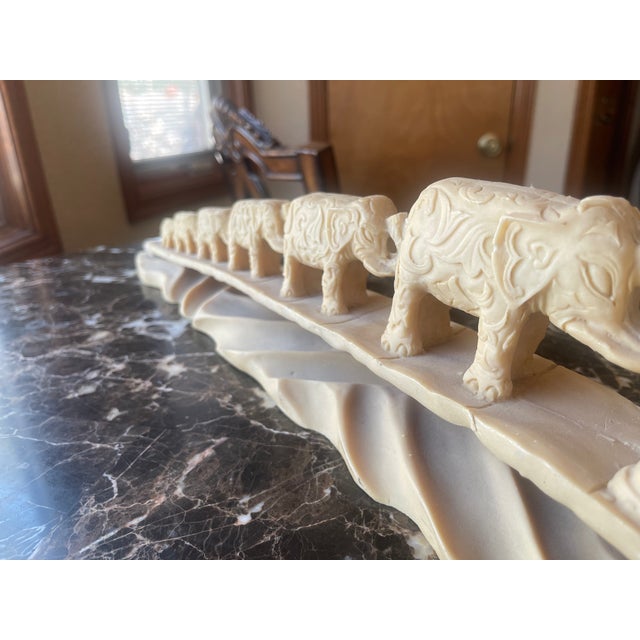 1970s Bridge Carved Sculpture of an Elephant Parade For Sale - Image 4 of 8