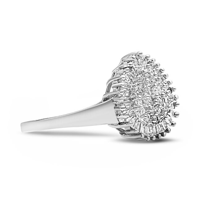 Elegant and timeless, this gorgeous 10K white gold diamond cocktail ring features 1/2 carat total weight of diamonds with...