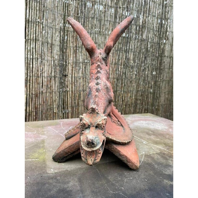 2000 - 2009 Gothic Dragon Terracotta Stone Roof Ridge Finial Garden Ornament For Sale - Image 5 of 6