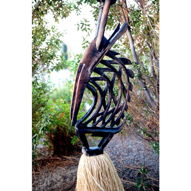Brown Vintage Chi Wara Inspired Life Sized Hand Carved Floor Lamp For Sale - Image 8 of 13
