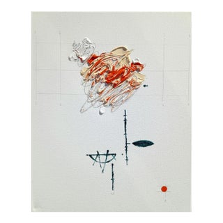 'Flower' #2 - High-End Framed Cy Twombly Style Minimalist Botanic Oil on Canvas by Diane Grant For Sale