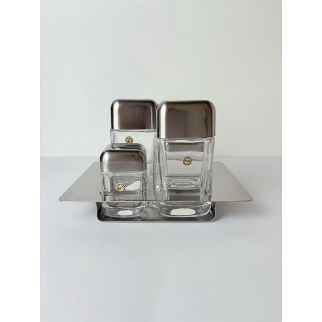 Silver Sergio Asti for Icm Salt, Pepper and Oil Cruet Set, Italy, 1980s, Set of 5 For Sale - Image 8 of 8
