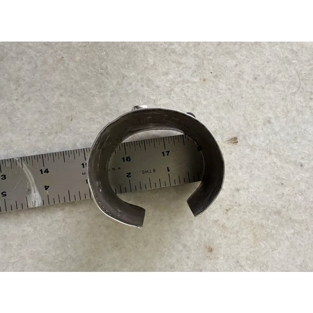 1970s Brutalist Sterling Silver Cuff Bracelet With Gem Stones For Sale In New York - Image 6 of 6