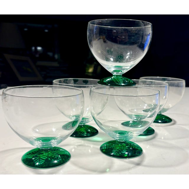 Glow Green Footed Dessert Glasses by Mikasa- Set of 6 For Sale - Image 11 of 12