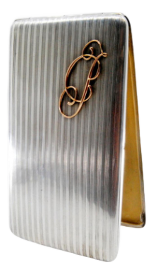 Guilloche Silver Cigarette Case with Bands