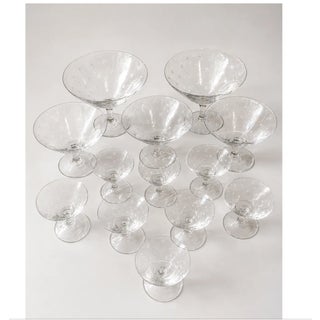 Mid 20th Century Richard Brendon's Hand-Engraved Crystal Champagne Coupes - Set of 13 For Sale