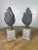 Classical Roman 19th Century Italian Zinc Flame Finials on Distressed Wood Bases For Sale - Image 3 of 7