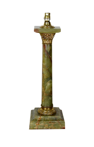 Early 20th Century Empire Column Lamp in Green Onyx