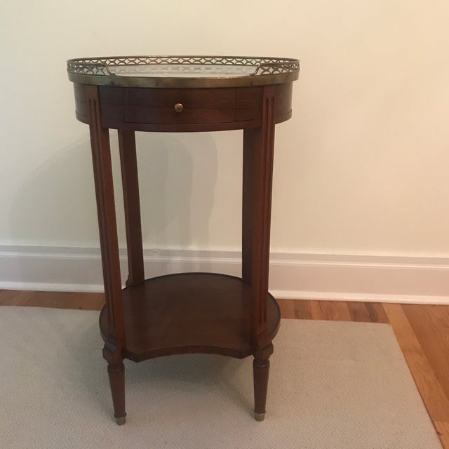 20th Century Traditional Marble Top Cherry Side Table Chairish