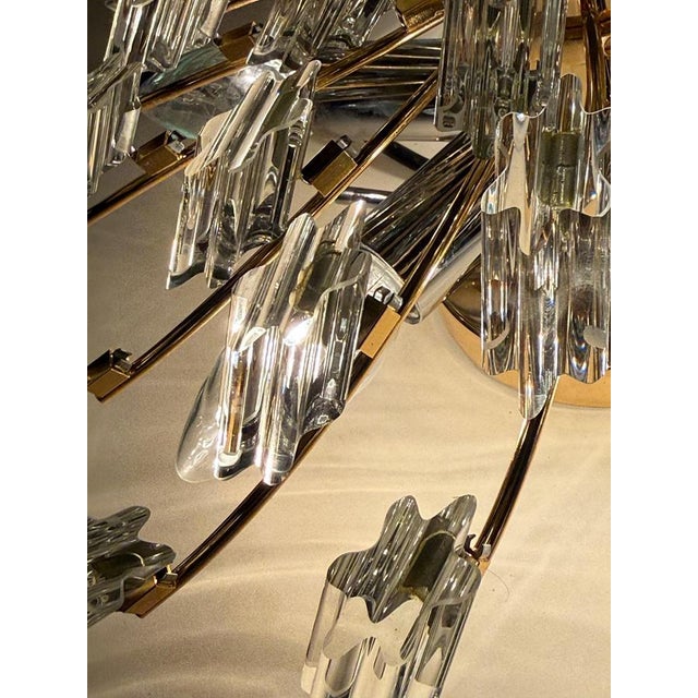 1980s Hollywood Regency Starburst Plafonnier in Gilt Metal and Crystal, 1980s-1990s For Sale - Image 5 of 18