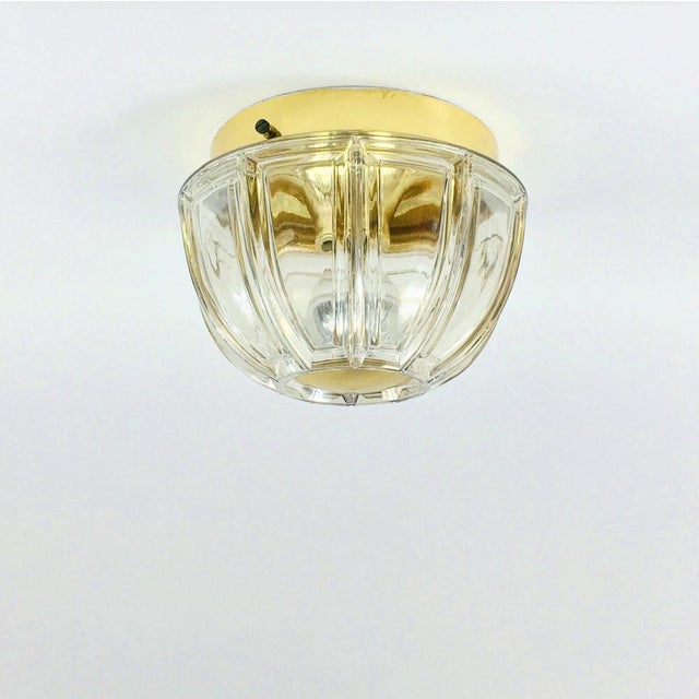Mid-Century Glass & Brass Ceiling Light from Limburg, Germany, 1960s For Sale - Image 4 of 13