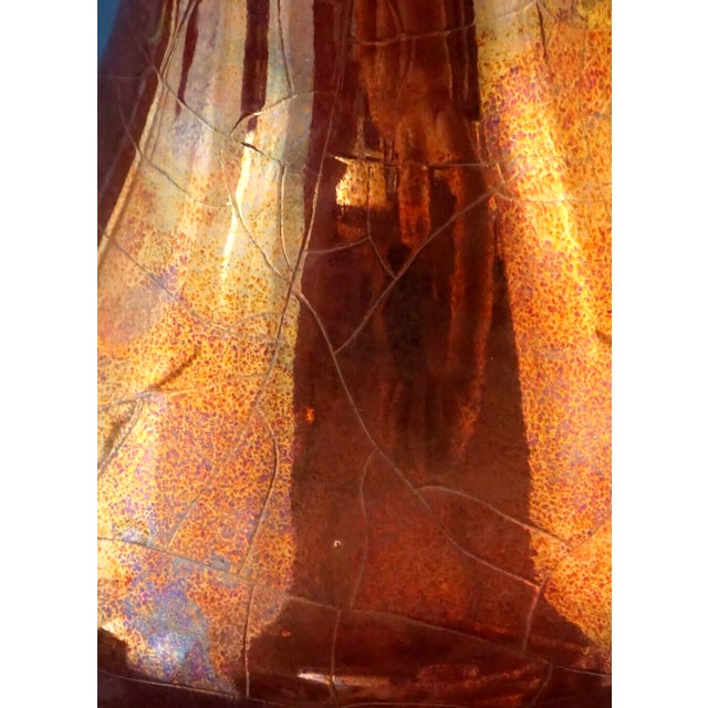 Brown Vintage Ceramic Vase with Gold Metallic Enamel by Bottega Gatti, 1990s For Sale - Image 8 of 12