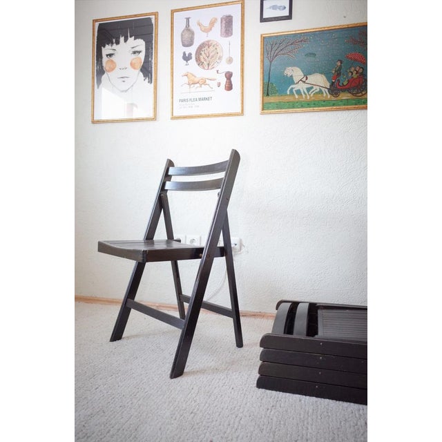 Vintage Painted Black Folding Chairs, Set of 5 For Sale - Image 3 of 18