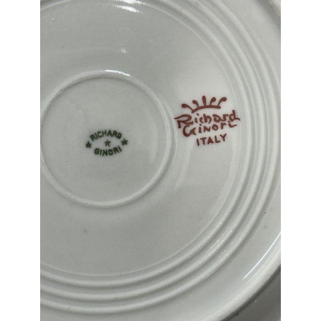 Mid 20th Century Richard Ginori Dessert or Salad Porcelain Plates With Gold Rims and Floral Design, Made in Italy - Set of 8 For Sale - Image 13 of 14