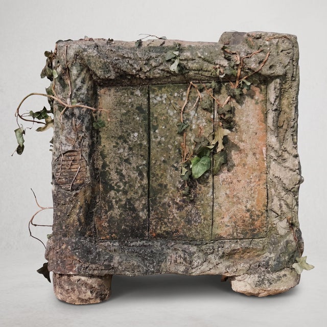 Early 20th Century Cement Planter with Faux Wood Decoration and Pebbles, Rockery, France For Sale - Image 3 of 13