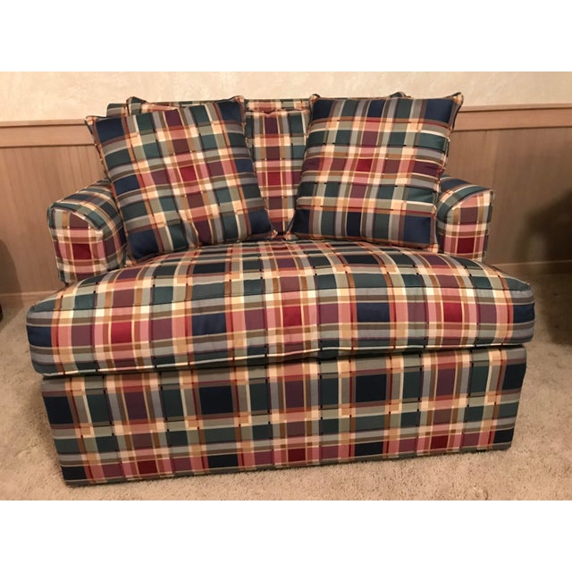 Ethan Allen Oversized Plaid Chairs and Ottoman Set 3 Pieces Chairish