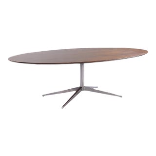 Florence Knoll Mid Century Walnut and Chrome Dining Table For Sale