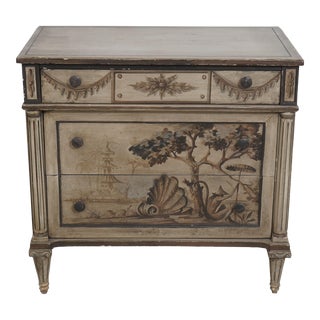 Stunning Venetian Paint Decorated 3 Drawer Commode For Sale