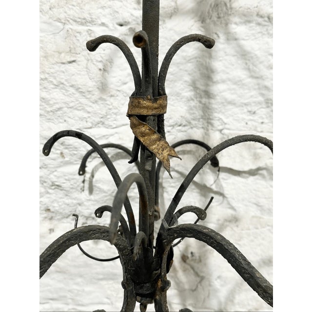 Antique Italian Style Metal Chandelier & Candleholders For Sale - Image 4 of 9