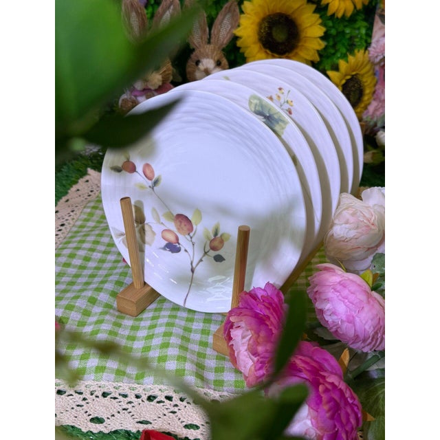 Art Deco Narumi "Lucy's Garden" Series Floral Bone China Plate - Set of 5 For Sale - Image 3 of 9