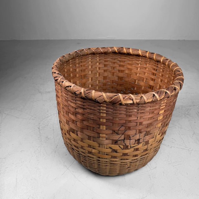 Wood Japanese Bamboo Decorative Interior Basket, 1960s For Sale - Image 7 of 12