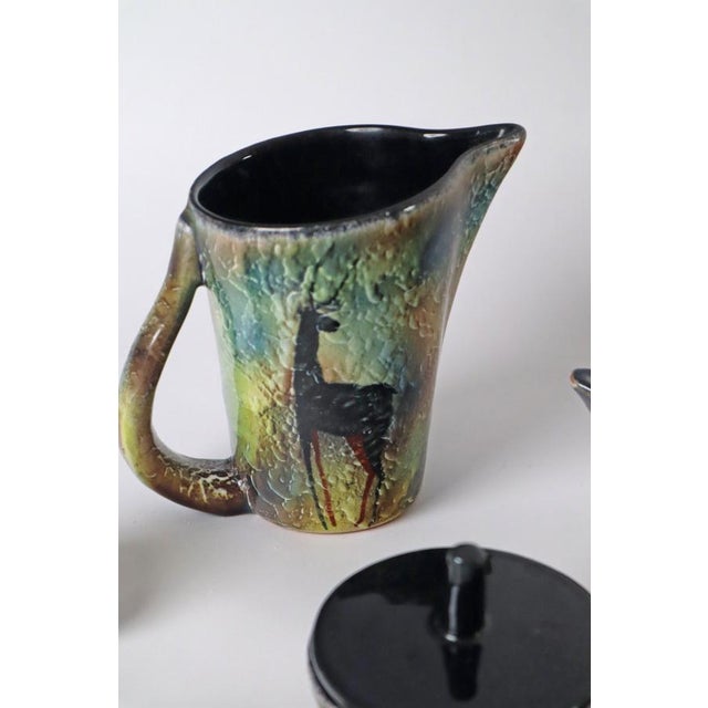 Espresso Service with Stone Age Painting for 6 from Lascaux, France 1960s, Set of 15 For Sale - Image 10 of 12