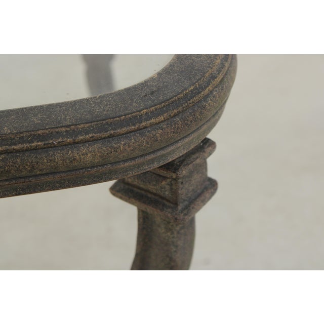 Outdoor Cast Aluminum Glass Top Patio Cocktail Table For Sale - Image 11 of 14